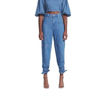 7 For All Mankind Blue Cropped Jeans Womens Slit Lyocell Wide Leg Jeans Size 28